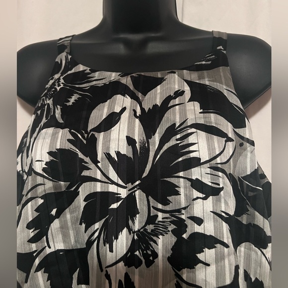 Collections by Dress Barn Womens Sz 16 Blk/Wht Layered Lightweight Summer Dress - Picture 2 of 5